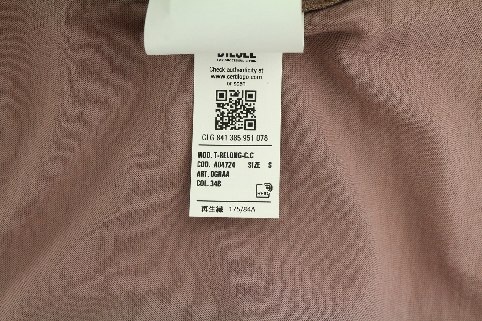 DIESEL T-Relong-C.C Women T-Shirt S Purple Oversized Crew Long Sleeve RRP€100