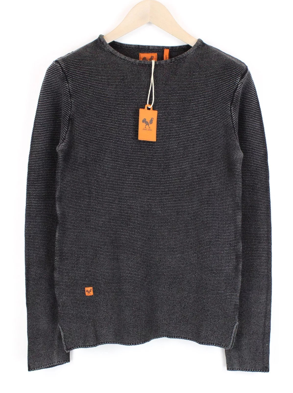 GOOD GENES Women's Jumper L Tight-Knit Off-Black Cotton Crew Neck Sweater