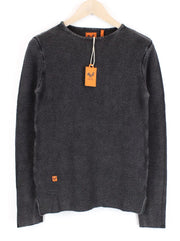 GOOD GENES Women's Jumper L Tight-Knit Off-Black Cotton Crew Neck Sweater