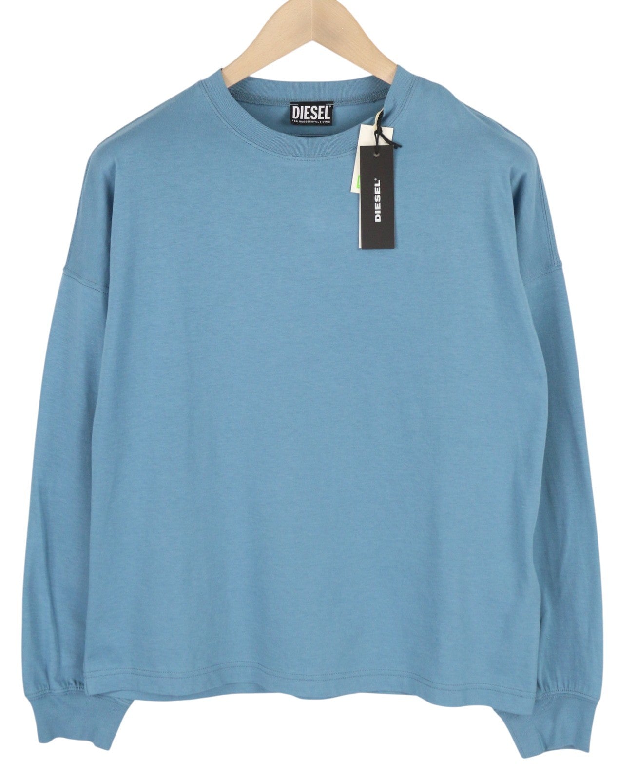 DIESEL T-Relong-C.C Women T-Shirt S Blue Oversized Crew Long Sleeve RRP€100