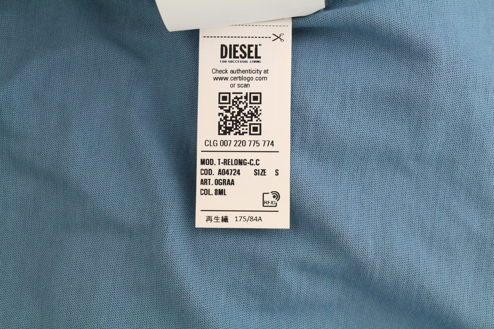 DIESEL T-Relong-C.C Women T-Shirt S Blue Oversized Crew Long Sleeve RRP€100