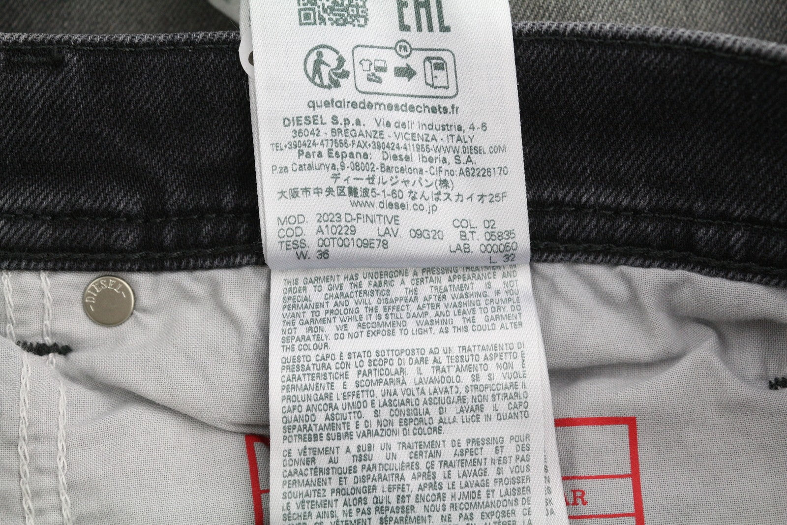 DIESEL 2003 D-Finitive 09G20 Men Jeans W36/L32 Regular Fit Tapered Black RRP€225