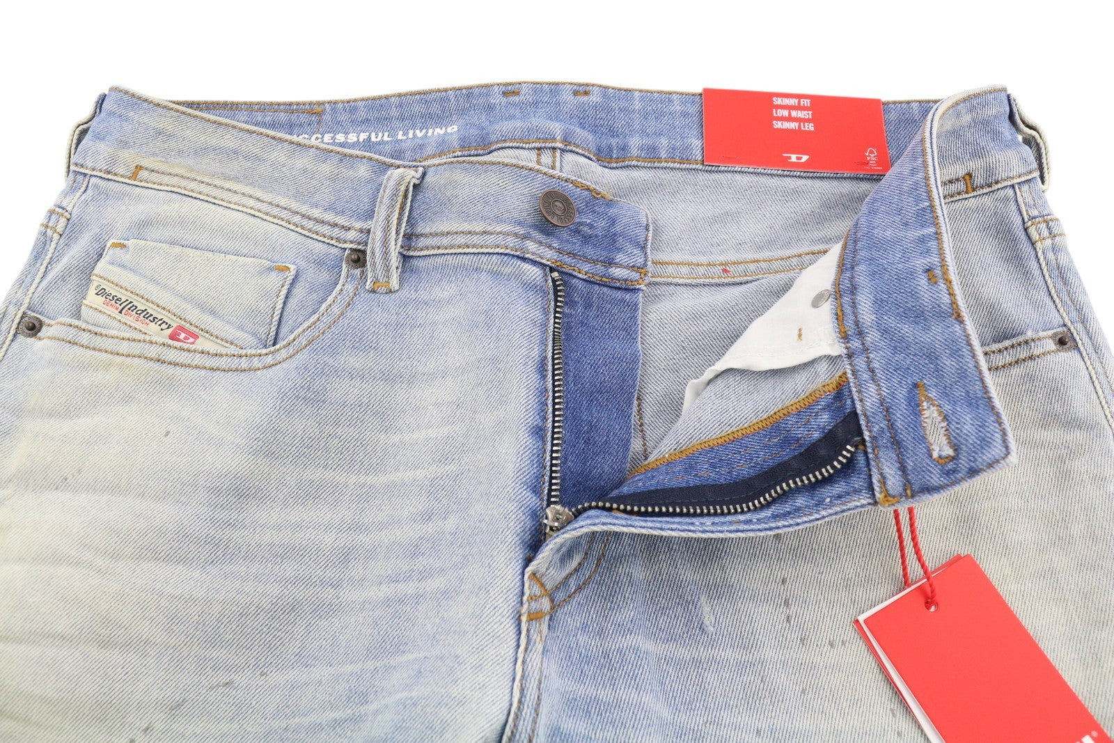 DIESEL 1979 Sleenker 09E89 Men Jeans W32/L32 Skinny Low Waist Paint RRP€295