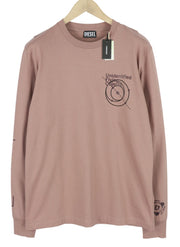 DIESEL T-Just-LS-B52 Men T-Shirt L Purple Crew Neck Long Sleeve Patterned RRP€90