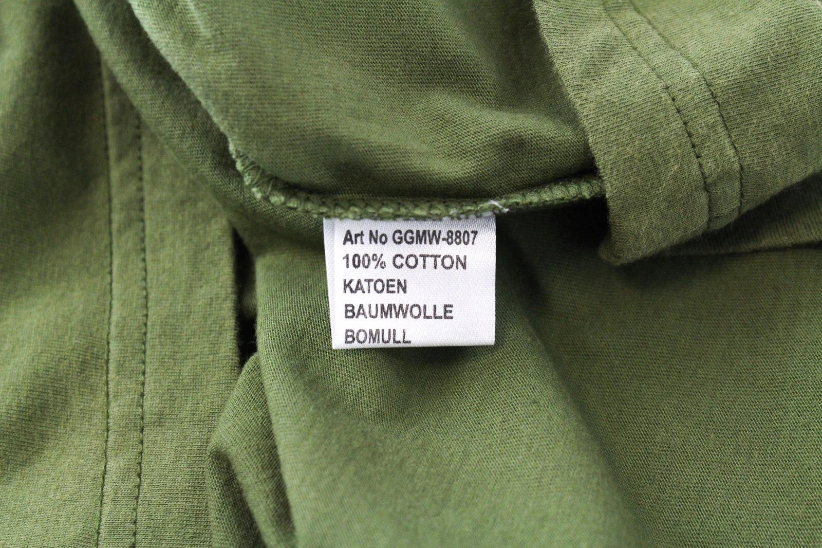 GOOD GENES Men's T-Shirt M Rooster Print Khaki Green Pure Cotton Crew Neck