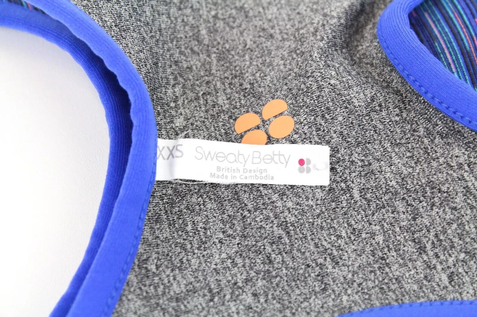 SWEATY BETTY Women's Bra 2XS Reversible Melange Striped Sport Slim Fit Top