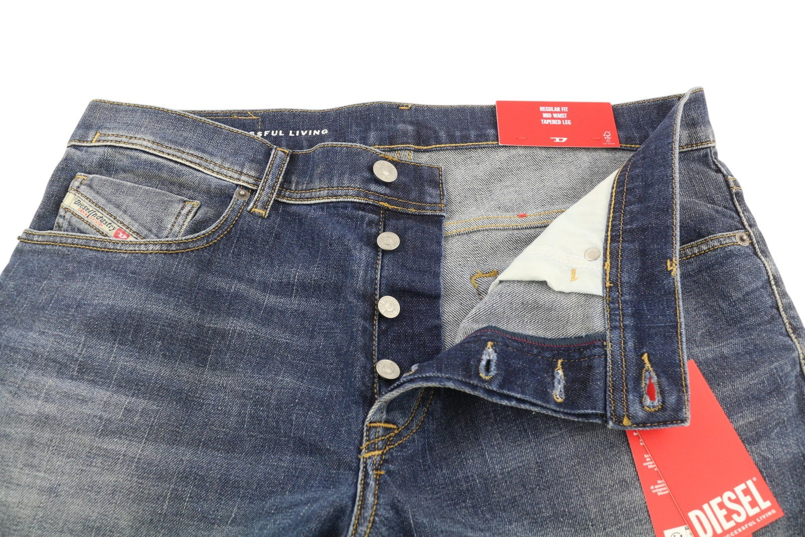 DIESEL 2023 D-Finitive 09H43 Men Jeans W34/L32 Regular Tapered Leg Blue RRP€225