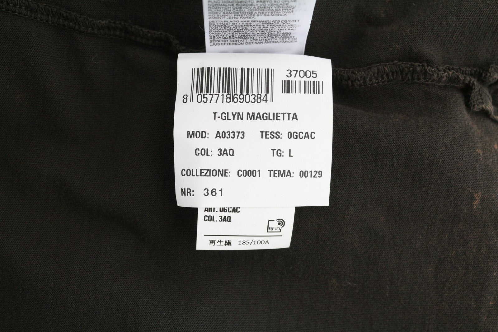 DIESEL T-Glyn Men T-Shirt L Brown Washed Effect Distress Hem Long Sleeve RRP€125