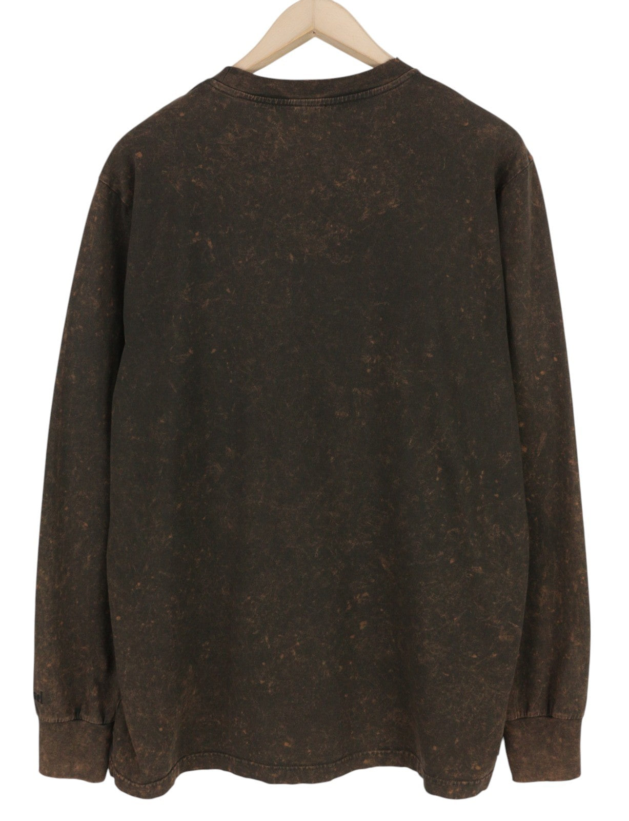 DIESEL T-Glyn Men T-Shirt L Brown Washed Effect Distress Hem Long Sleeve RRP€125