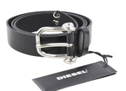DIESEL B-Pirsin Men Belt 100 CM Black Leather Buckle Closure Leather Casual Logo