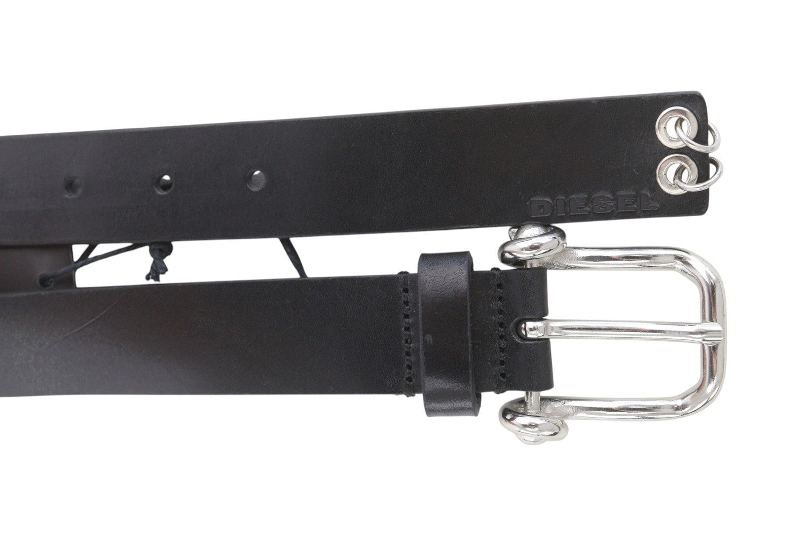 DIESEL B-Pirsin Men Belt 100 CM Black Leather Buckle Closure Leather Casual Logo