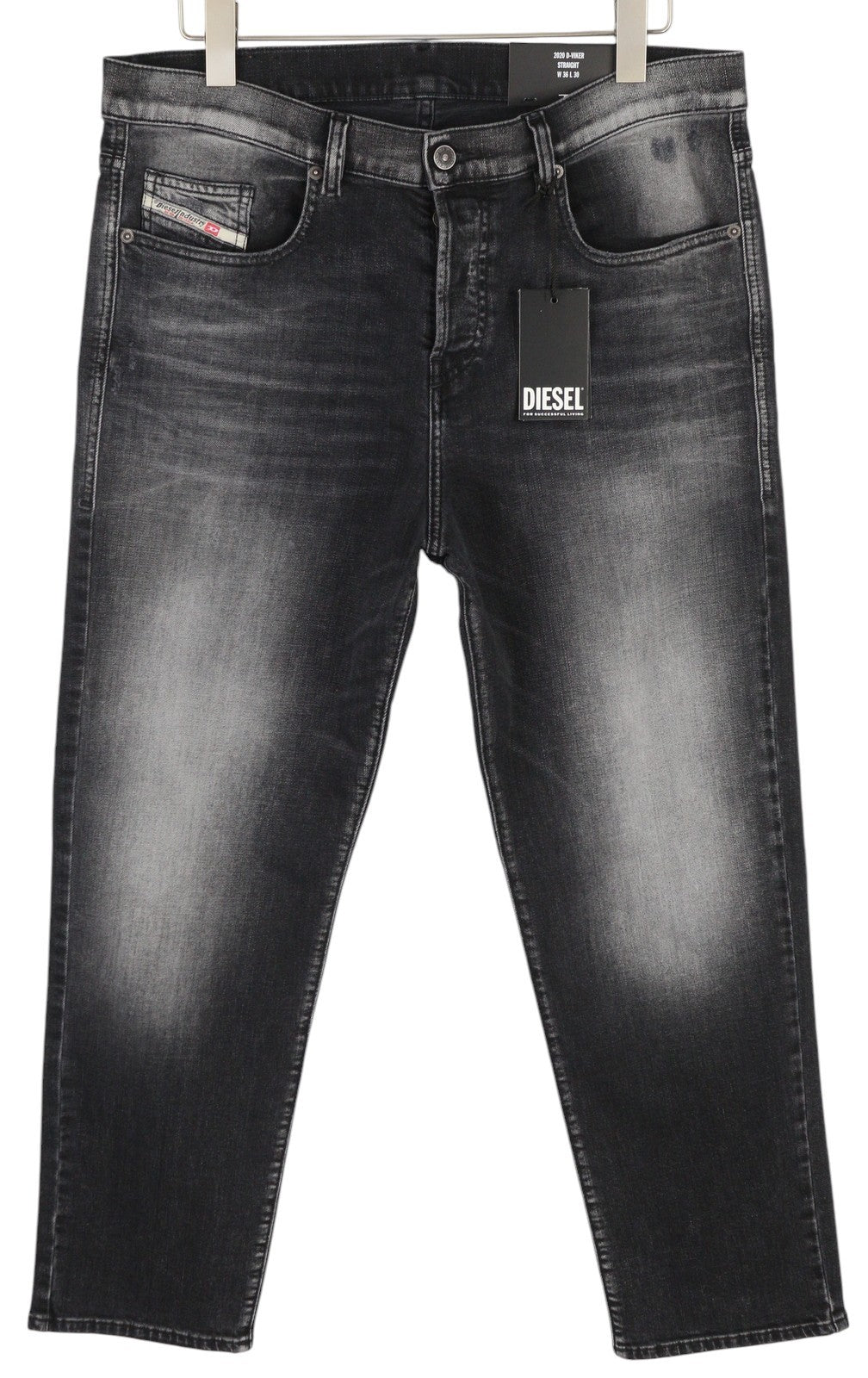 DIESEL 2020 D-Viker R9K28 Men Jeans W36/L30 Washed Black Straight Fit RRP€250