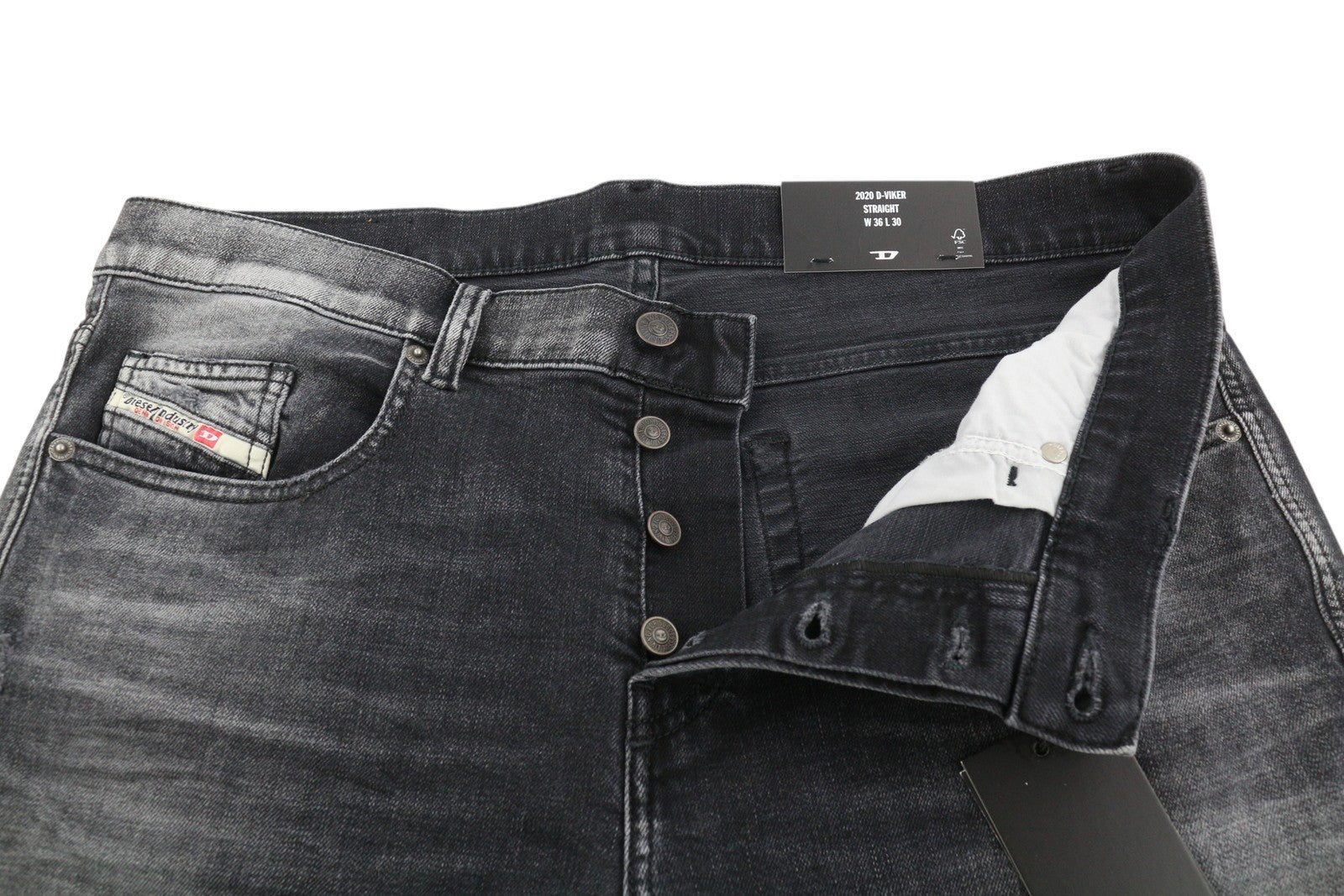 DIESEL 2020 D-Viker R9K28 Men Jeans W36/L30 Washed Black Straight Fit RRP€250