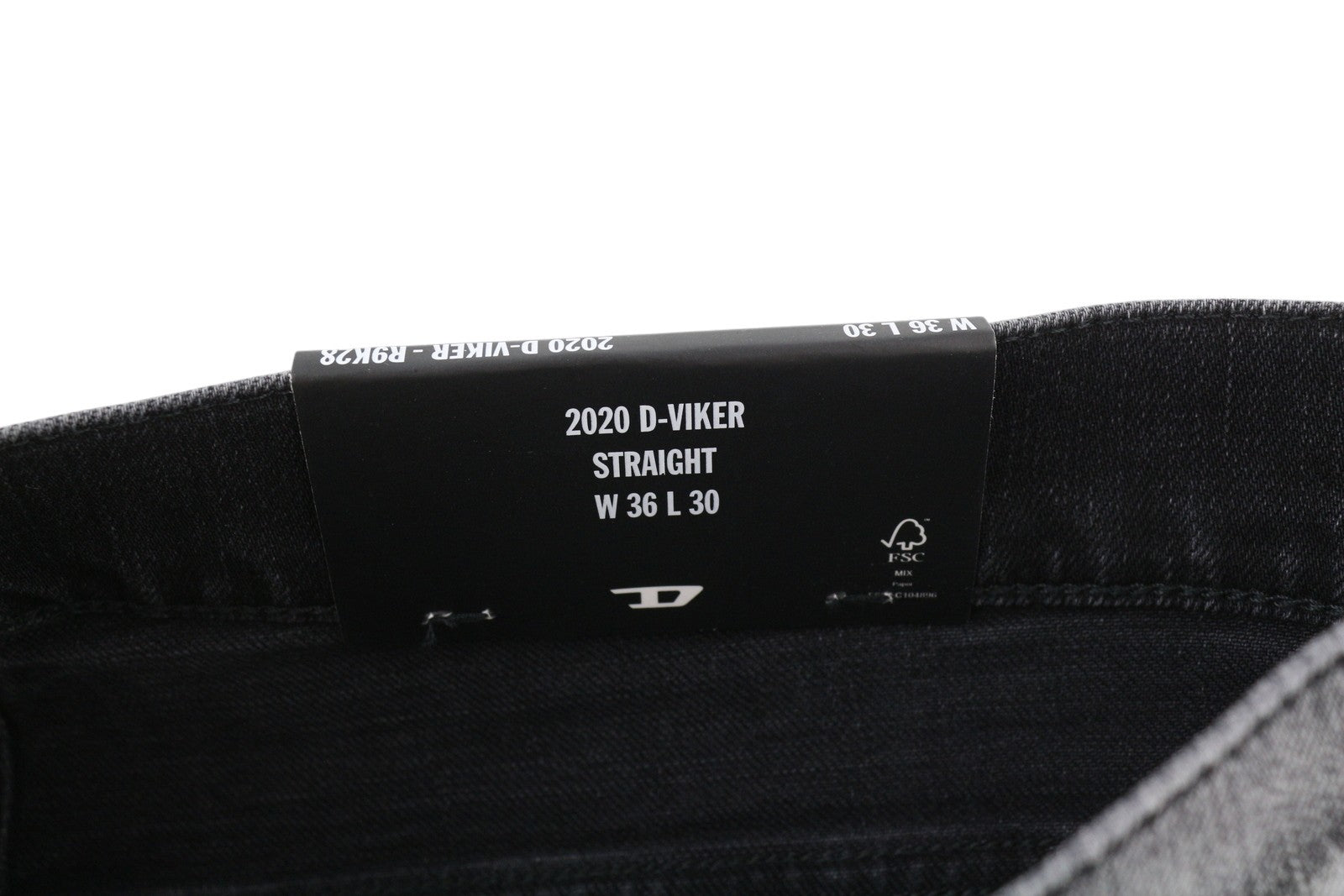 DIESEL 2020 D-Viker R9K28 Men Jeans W36/L30 Washed Black Straight Fit RRP€250