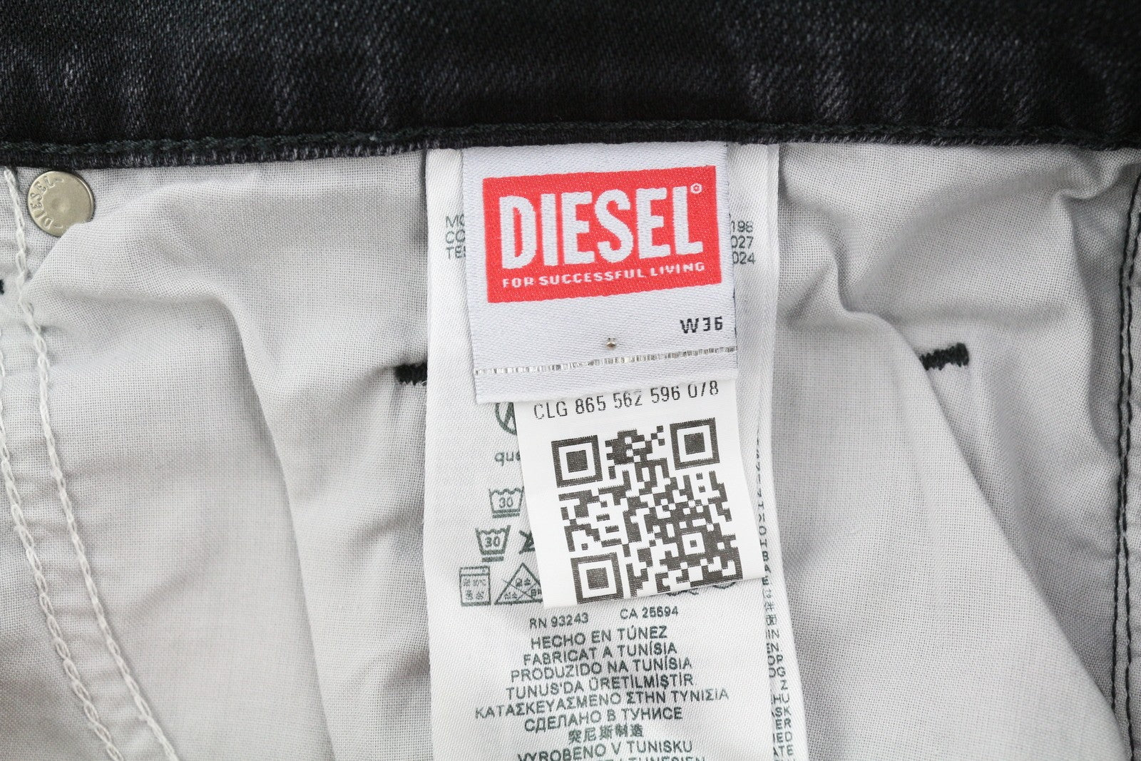 DIESEL 2020 D-Viker R9K28 Men Jeans W36/L30 Washed Black Straight Fit RRP€250