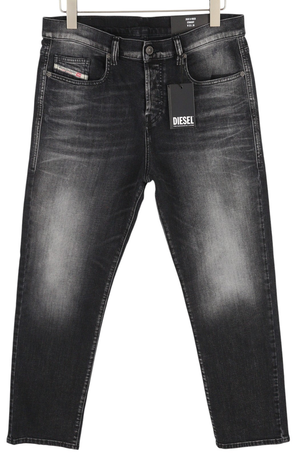 DIESEL 2020 D-Viker R9K28 Men Jeans W32/L30 Washed Black Straight Fit RRP€250
