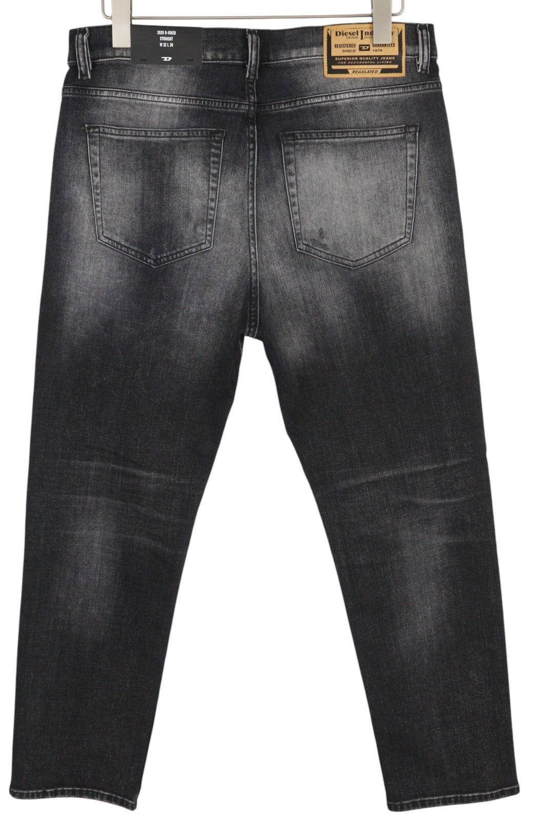 DIESEL 2020 D-Viker R9K28 Men Jeans W32/L30 Washed Black Straight Fit RRP€250