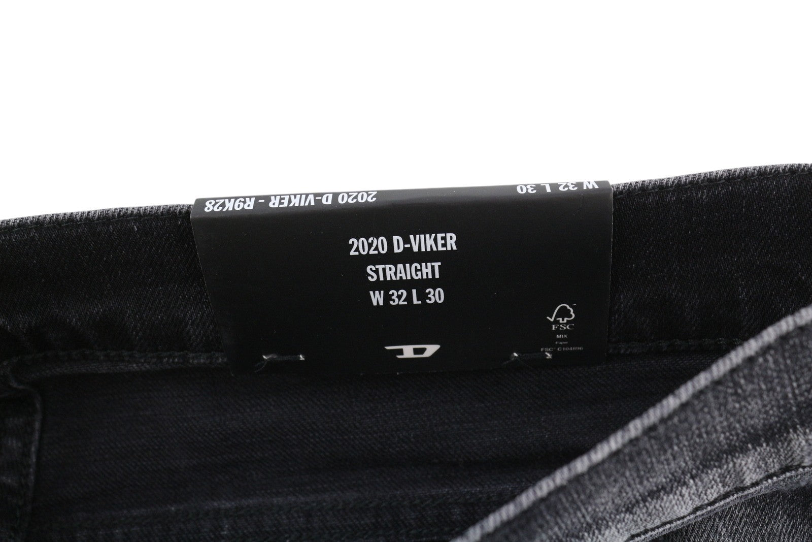 DIESEL 2020 D-Viker R9K28 Men Jeans W32/L30 Washed Black Straight Fit RRP€250