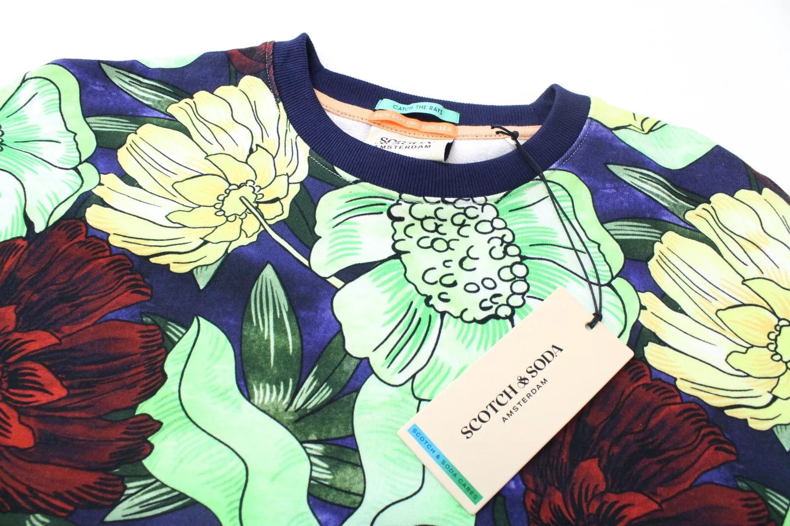 SCOTCH & SODA Men's ~3XL Short Sleeve Sweatshirt Floral Oversize Cotton Top