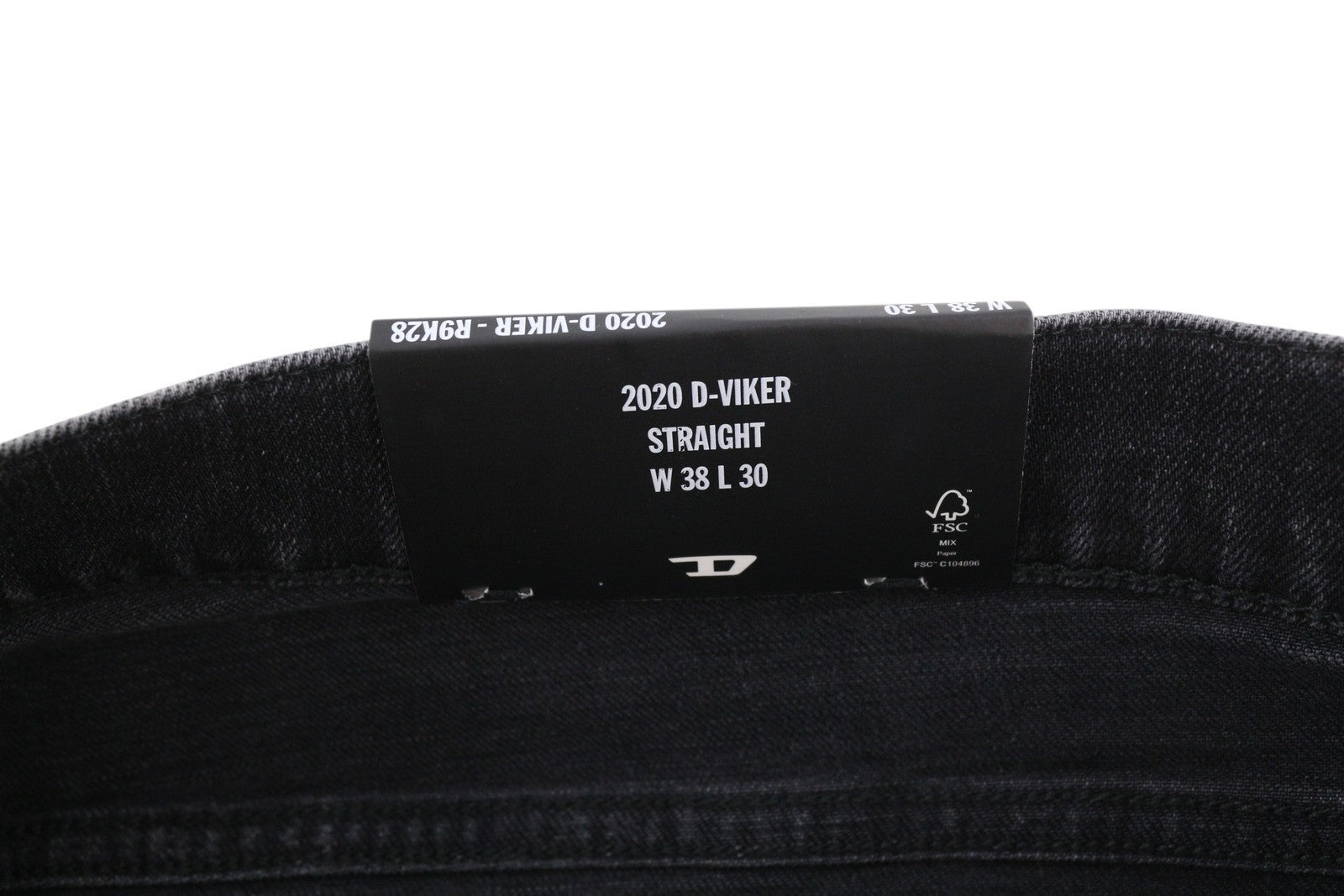 DIESEL 2020 D-Viker R9K28 Men Jeans W38/L30 Washed Black Straight Fit RRP€250