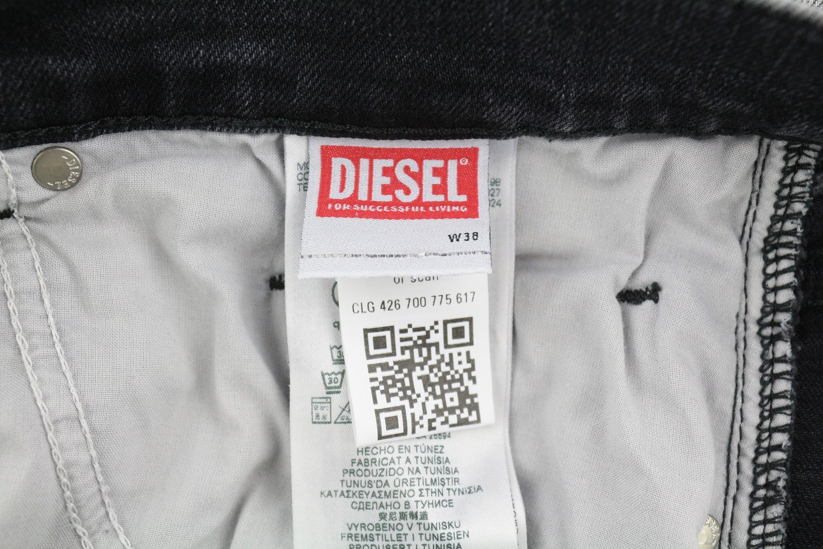 DIESEL 2020 D-Viker R9K28 Men Jeans W38/L30 Washed Black Straight Fit RRP€250