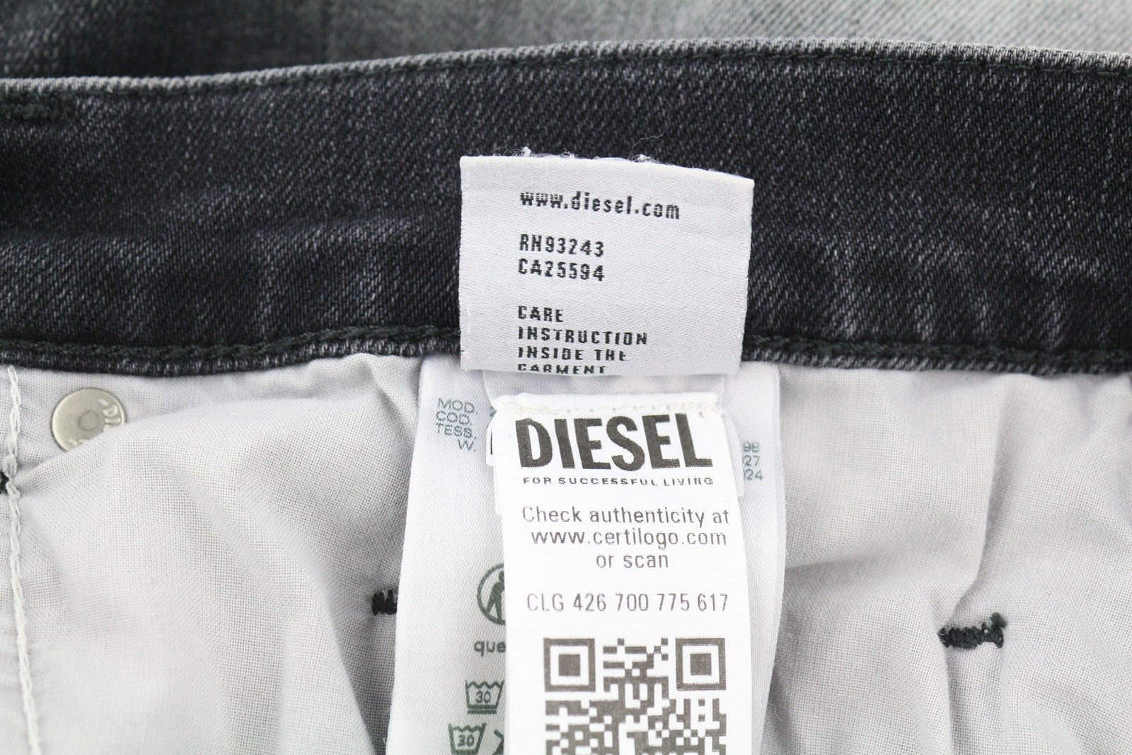 DIESEL 2020 D-Viker R9K28 Men Jeans W38/L30 Washed Black Straight Fit RRP€250