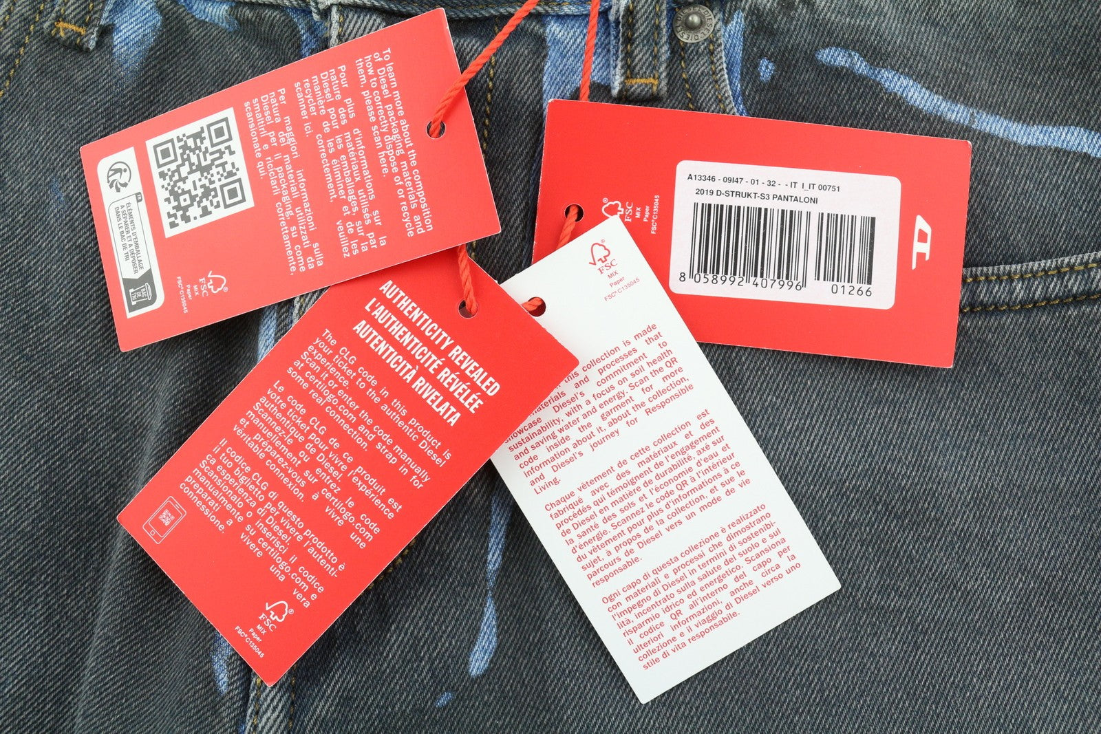 DIESEL 2019 D-Strukt-S3 09I47 Men Jeans W32 Dark Denim Slim Mid Waist RRP€350