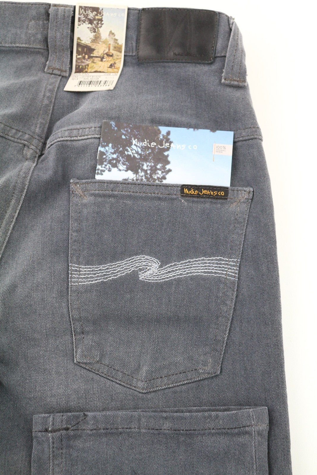 NUDIE JEANS Thin Finn Men Jeans W28/L32 Slim Fit Grey Cotton Stretch Wash