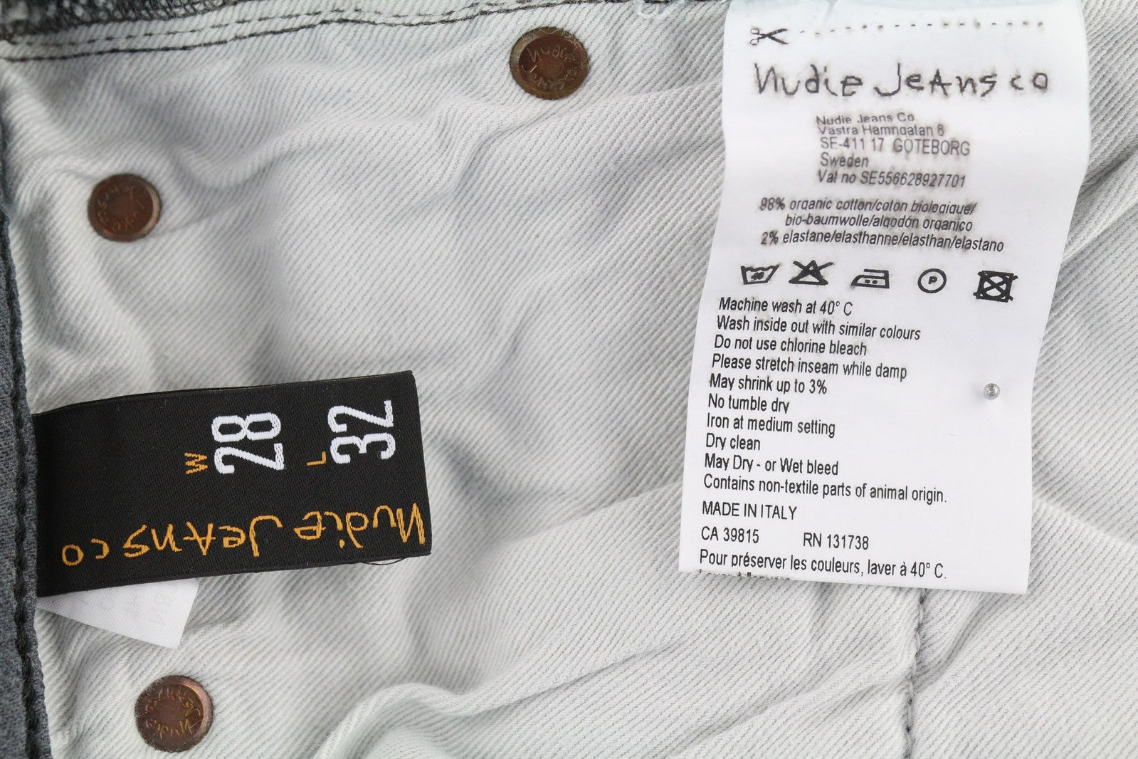 NUDIE JEANS Thin Finn Men Jeans W28/L32 Slim Fit Grey Cotton Stretch Wash