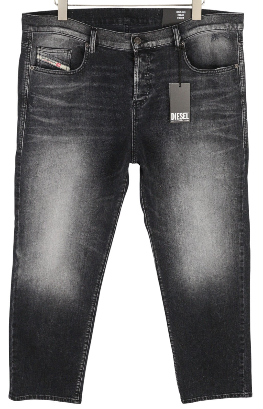 DIESEL 2020 D-Viker R9K28 Men Jeans W40/L30 Washed Black Straight Fit RRP€250