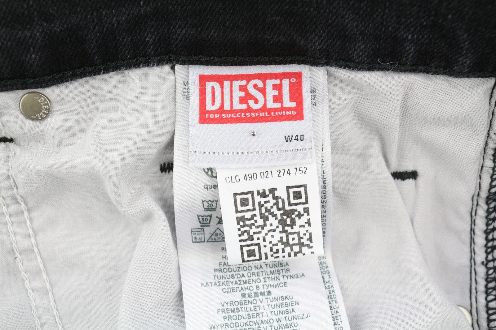 DIESEL 2020 D-Viker R9K28 Men Jeans W40/L30 Washed Black Straight Fit RRP€250