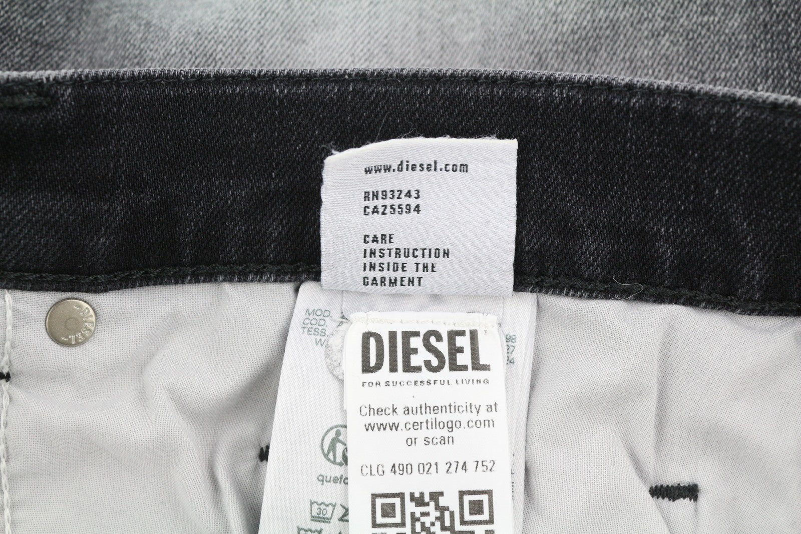 DIESEL 2020 D-Viker R9K28 Men Jeans W40/L30 Washed Black Straight Fit RRP€250