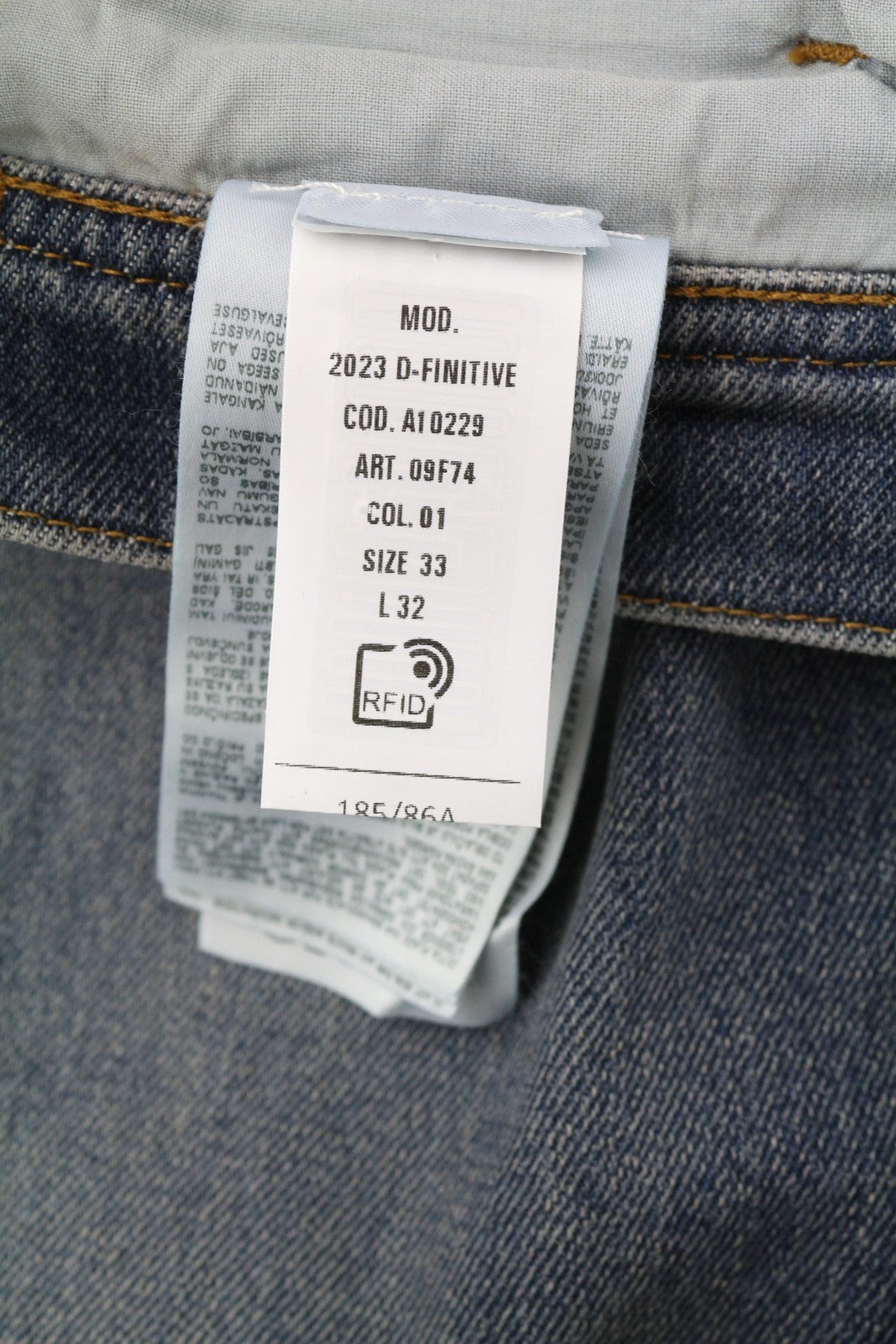 DIESEL 2023 D-Finitive 09F74 Men Jeans W33/L32 Regular Tapered Leg Blue RRP€175