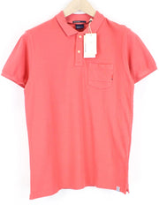 SCOTCH & SODA Men's Polo T-Shirt S Spread Collar Pink Pocket Short Sleeved