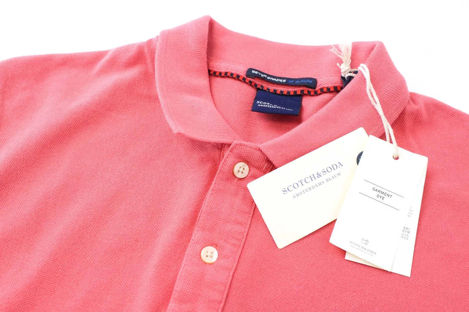 SCOTCH & SODA Men's Polo T-Shirt S Spread Collar Pink Pocket Short Sleeved