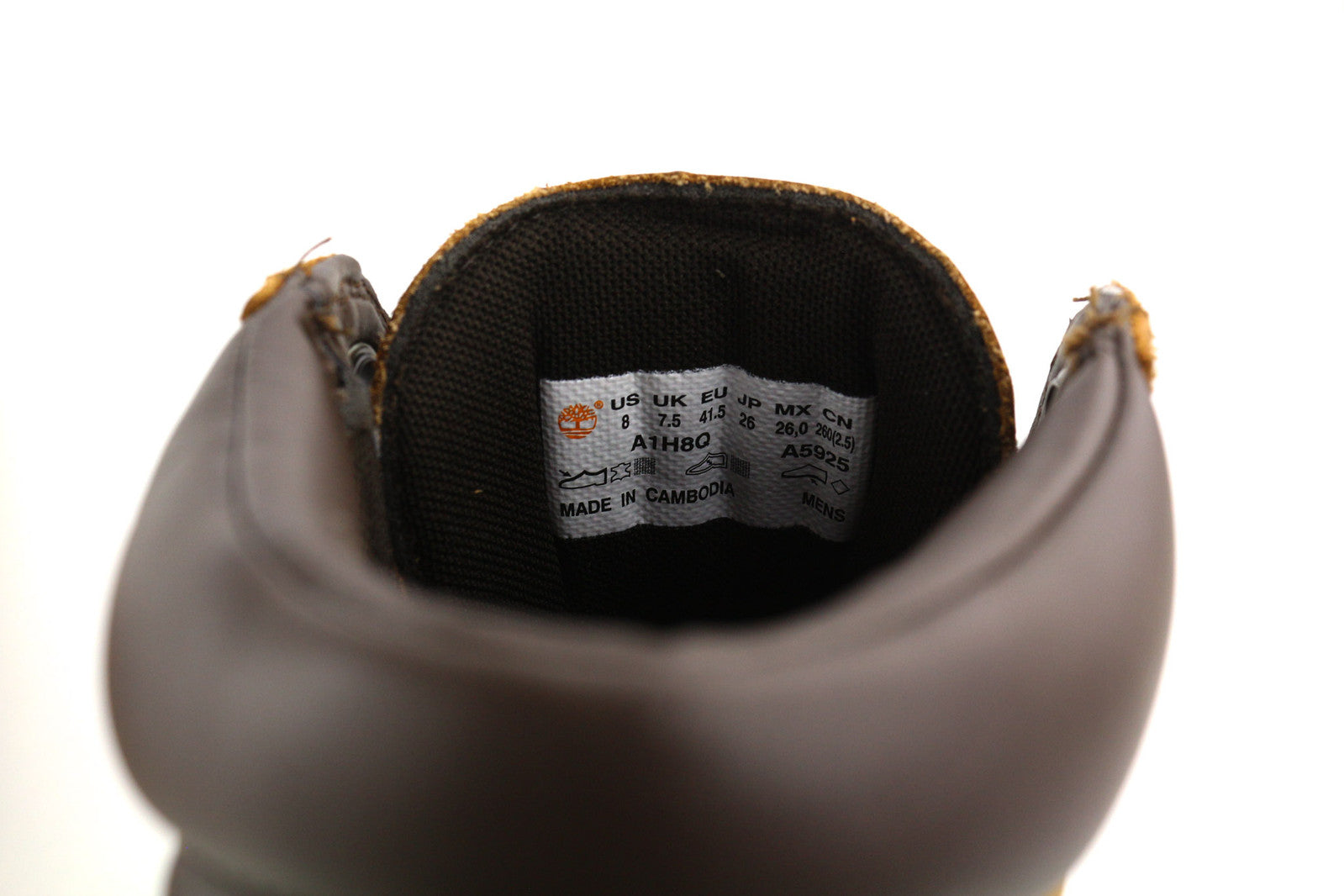 TIMBERLAND A1H8Q Men Boots EU41.5/42 Brown Leather Ankle Top Logo Waterproof