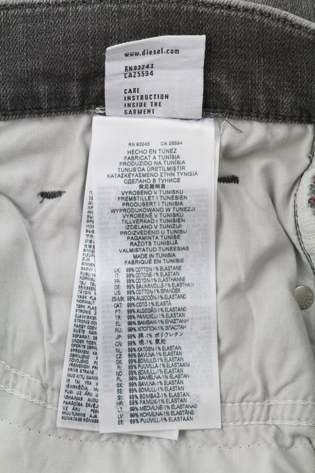 DIESEL 2019 D-Strukt 09F91 Men Jeans W34/L32 Slim Fit Washed Denim Grey RRP€175