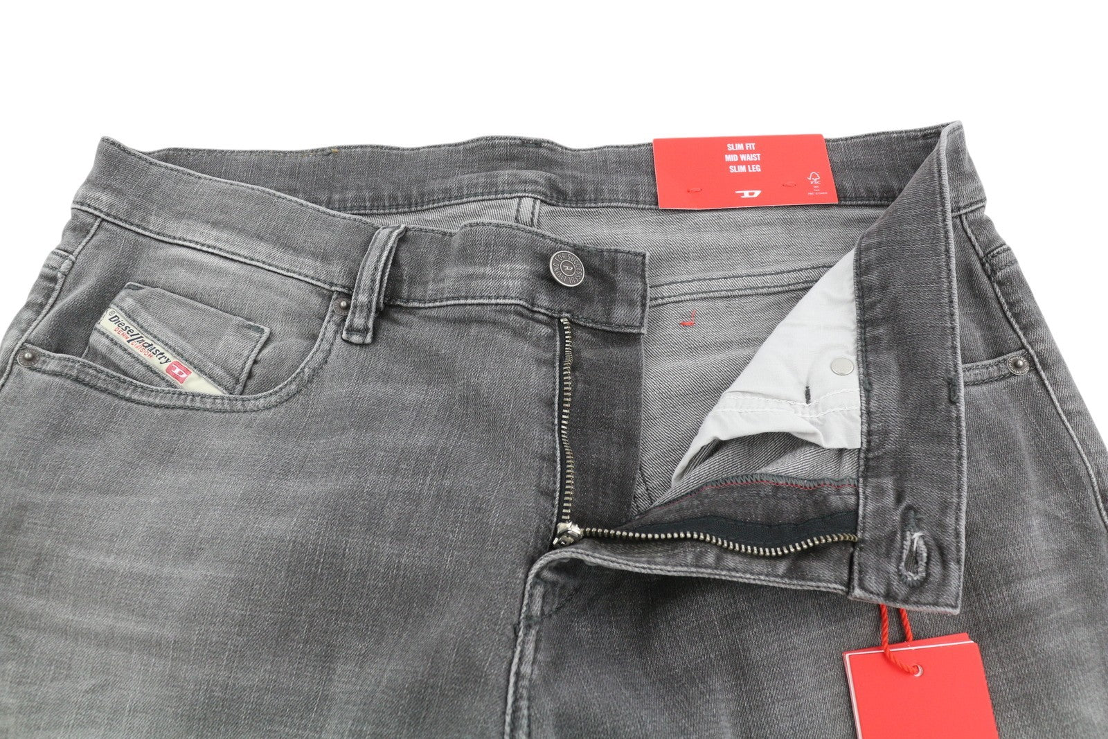 DIESEL 2019 D-Strukt 09F91 Men Jeans W34/L32 Slim Fit Washed Denim Grey RRP€175