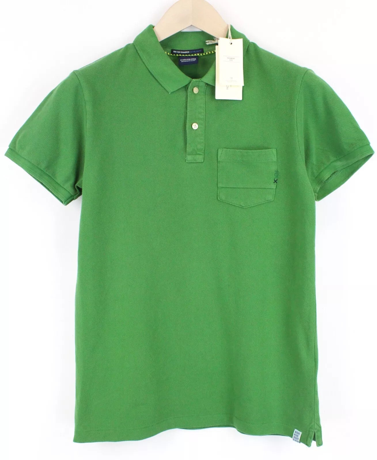 SCOTCH & SODA Men's Polo Shirt S Green Short Sleeve Pocket Collared T-Shirt