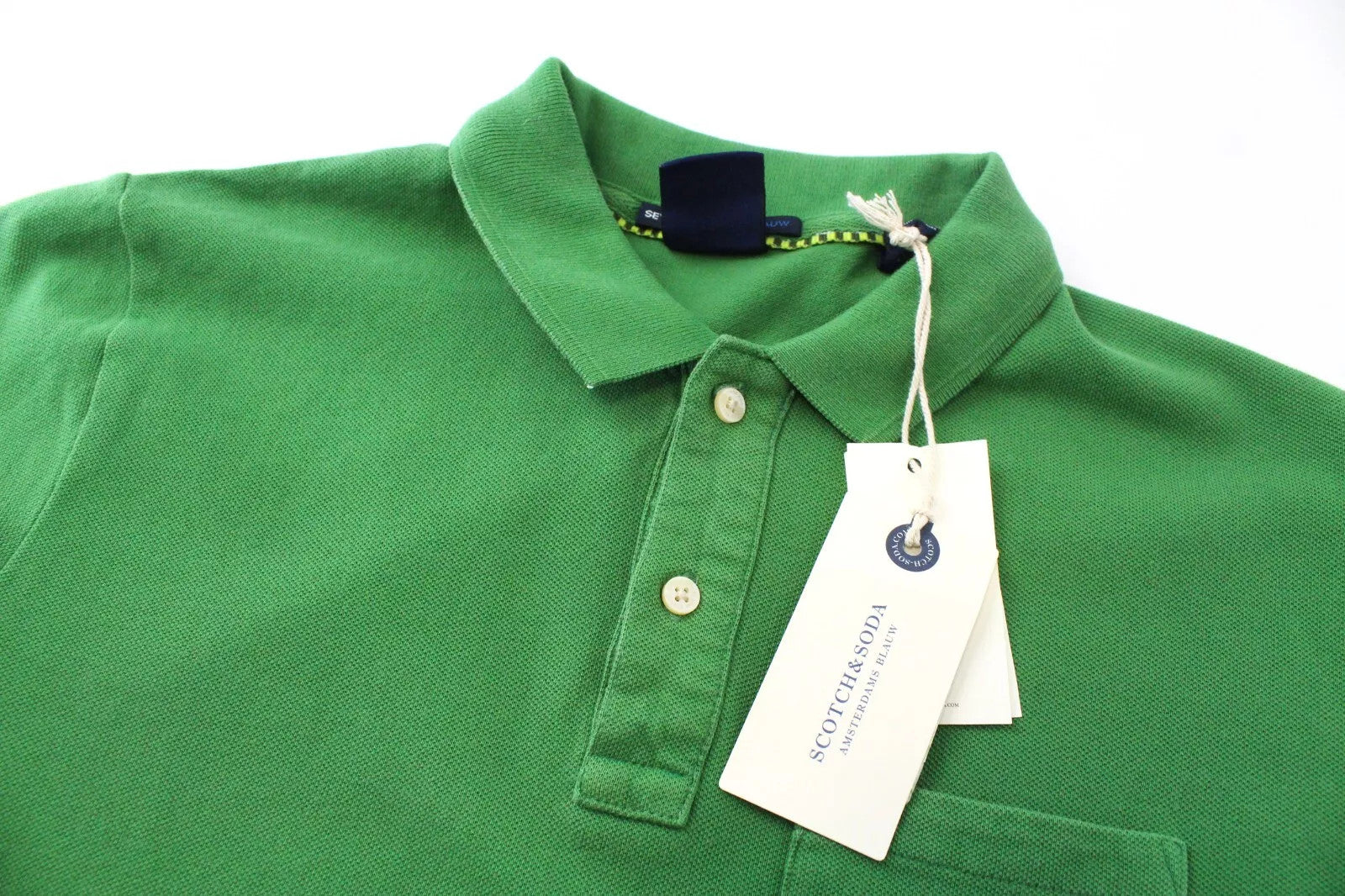 SCOTCH & SODA Men's Polo Shirt S Green Short Sleeve Pocket Collared T-Shirt