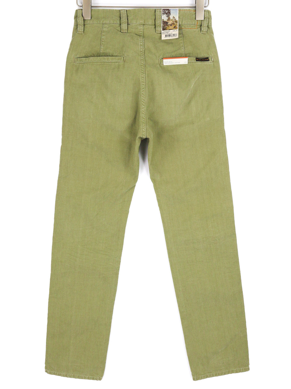 NUDIE JEANS Loose Alvar Women Jeans W26/L32 Beech Green Washed Buttoned Logo