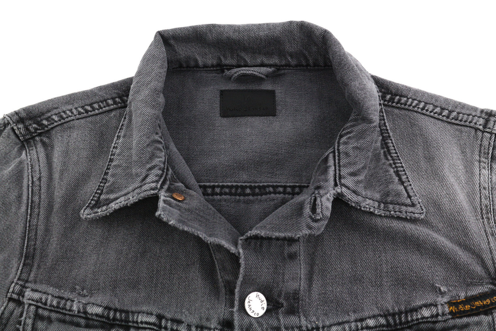 NUDIE Billy Men Jacket S Desolation Button Neck Unlined Patch Pocket Denim