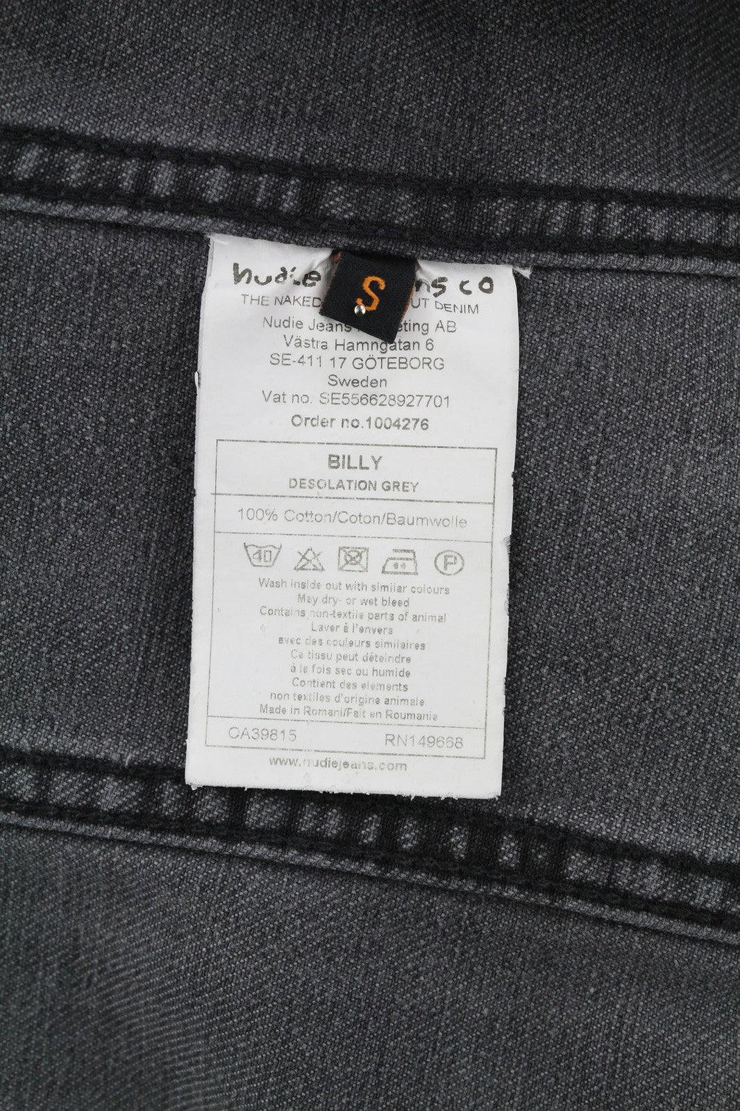 NUDIE Billy Men Jacket S Desolation Button Neck Unlined Patch Pocket Denim