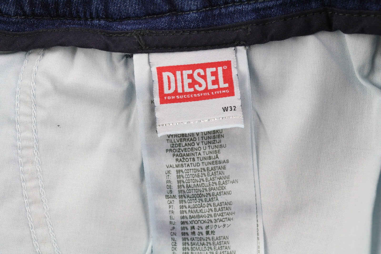 DIESEL D-Krooley-Cargo Jogg 09H05 Men Jeans W32 Elastic Waist Blue RRP€350