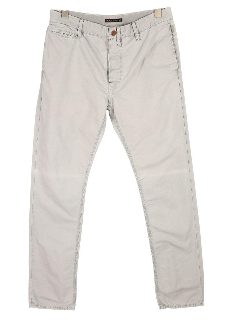 NUDIE JEANS Khaki Regular Men Trousers W32/L34 Organic Moon Dust Chino Button