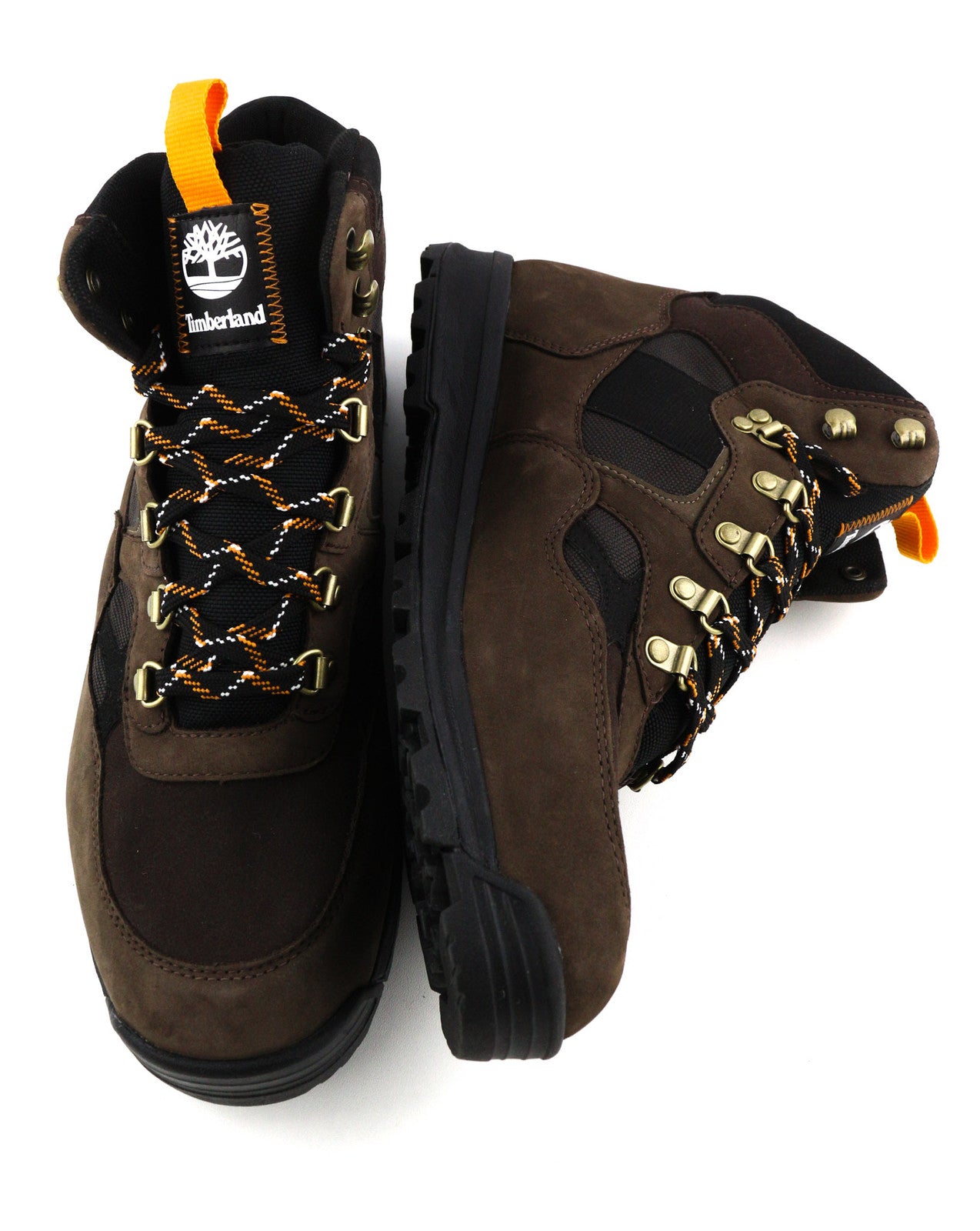 TIMBERLAND A2BYE Men Boots EU44.5/45.5 Brown Leather Ankle Top Lace Up Logo