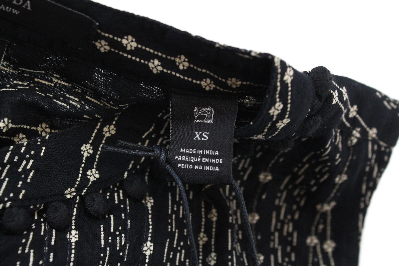 MAISON SCOTCH Women's Top XS Hook & Loop Cropped Tasselled Floral Print Cotton