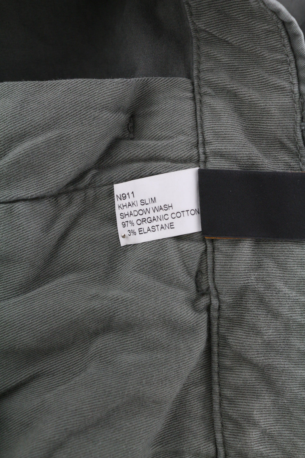 NUDIE JEANS Khaki Slim Men Trousers W29/L32 Shadow Wash Organic Zipper Chino Mid