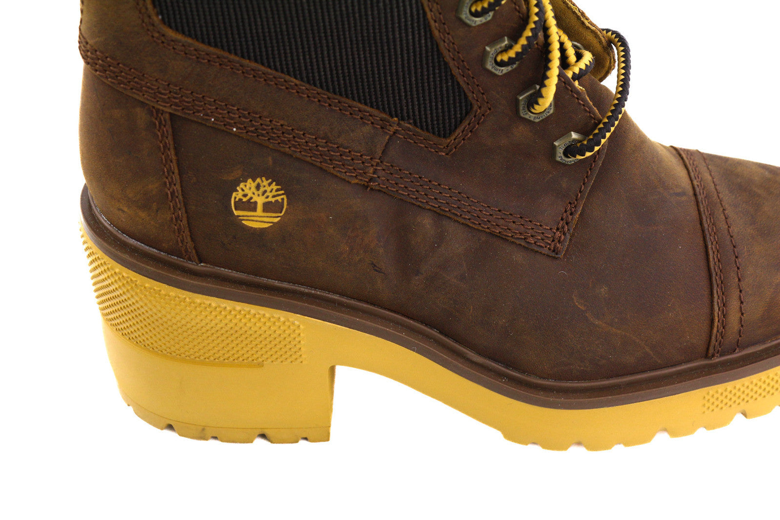 TIMBERLAND A21ZA Women Boots EU39/40 Brown Leather Heeled Lace Up Ankle Top