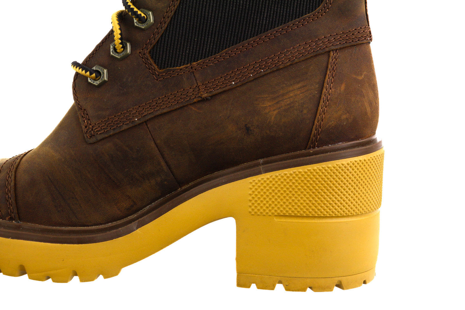 TIMBERLAND A21ZA Women Boots EU39/40 Brown Leather Heeled Lace Up Ankle Top